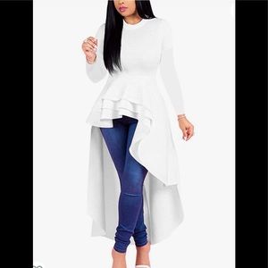 Peplum Top High Low Dress Ruffle Tunic Shirt new!